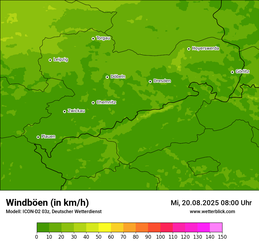 Modellkarten Windgeschwindigkeit