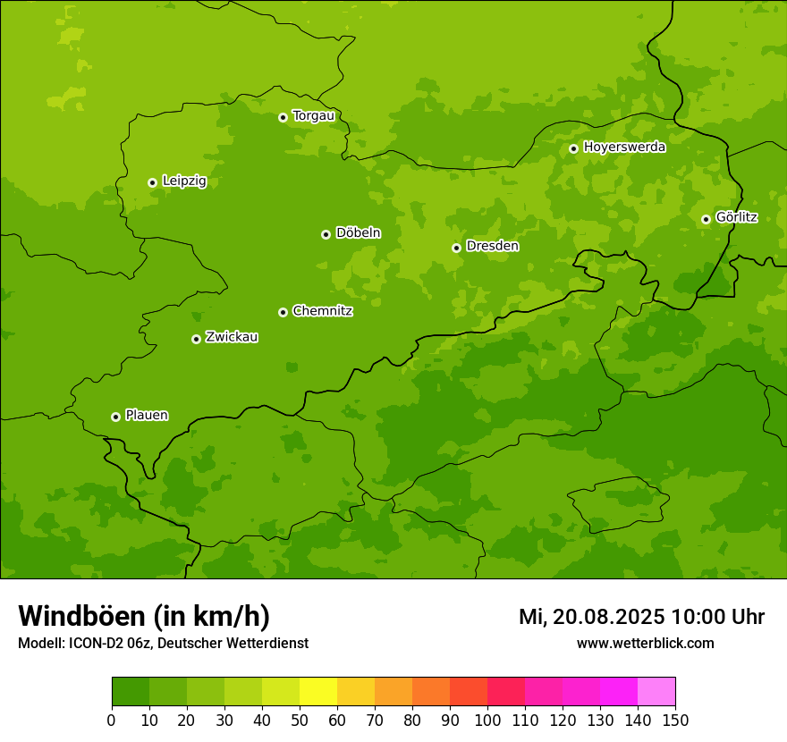 Modellkarten Windgeschwindigkeit