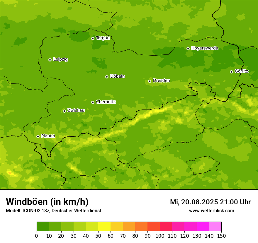 Modellkarten Windgeschwindigkeit