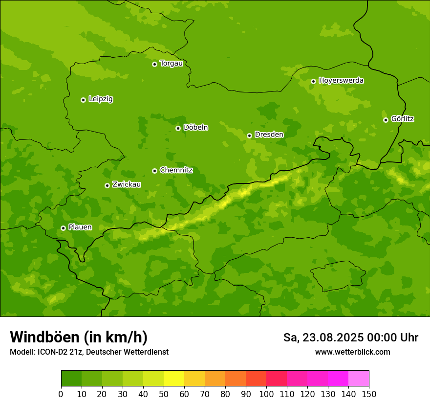 Modellkarten Windgeschwindigkeit