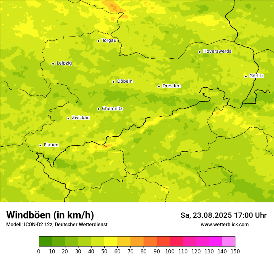 Modellkarten Windgeschwindigkeit