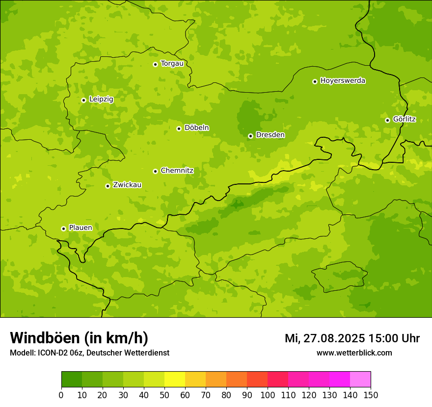 Modellkarten Windgeschwindigkeit