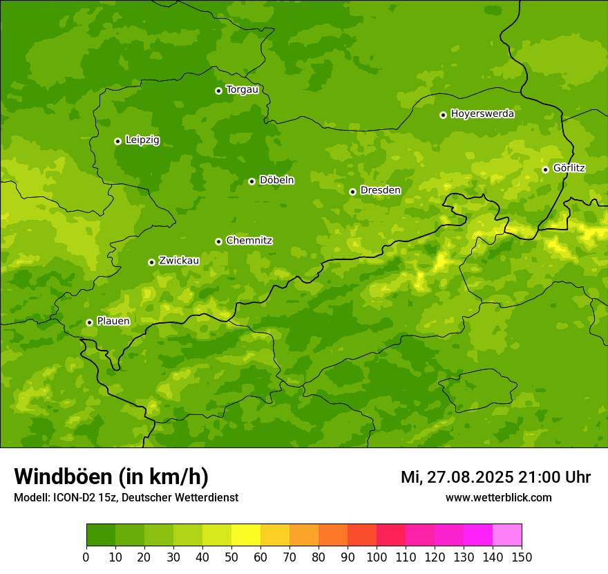 Modellkarten Windgeschwindigkeit