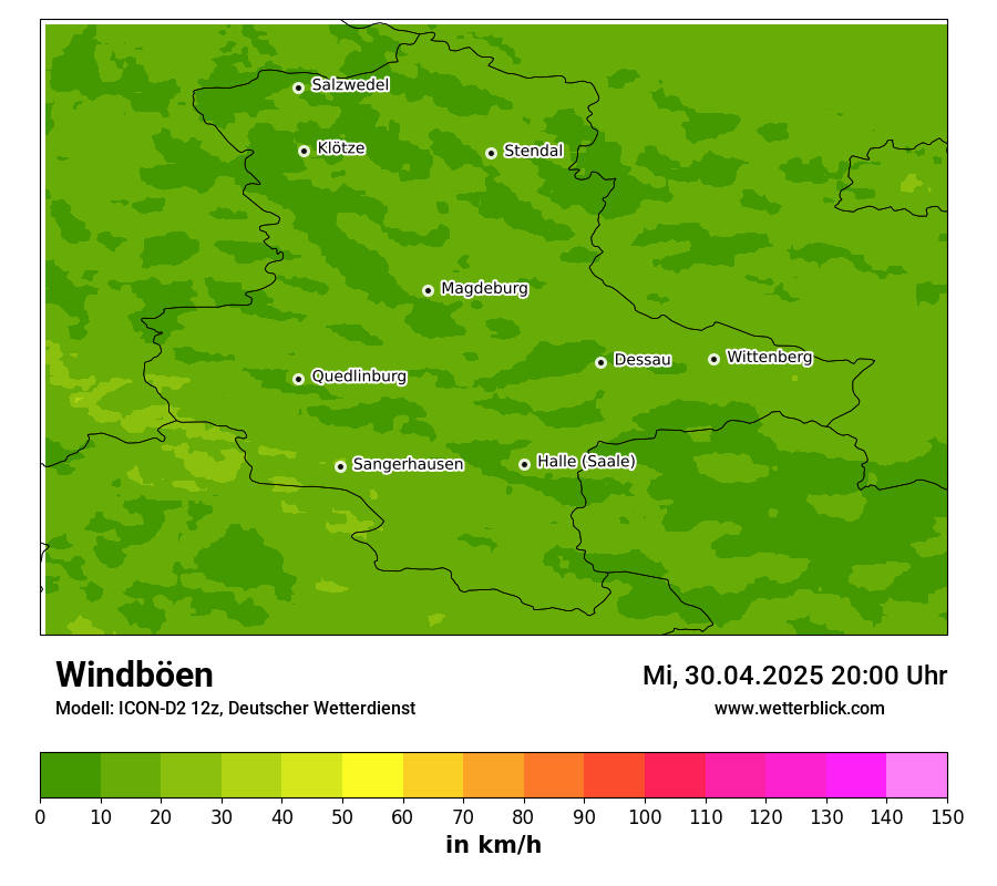 Modellkarten Windgeschwindigkeit
