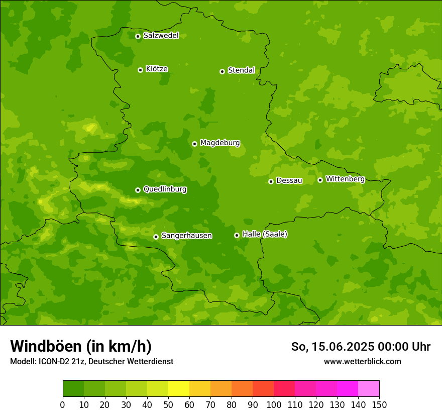Modellkarten Windgeschwindigkeit