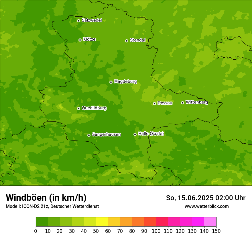 Modellkarten Windgeschwindigkeit