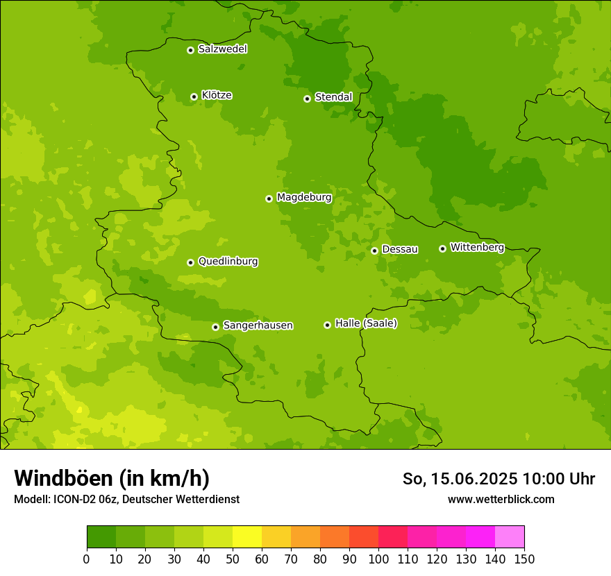 Modellkarten Windgeschwindigkeit