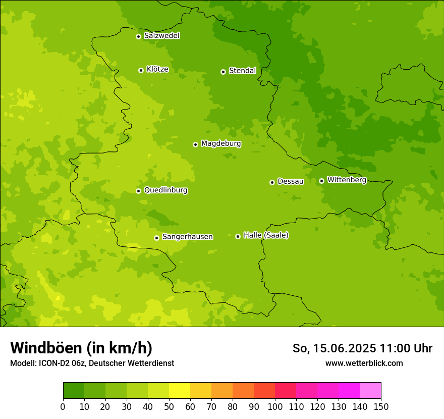 Modellkarten Windgeschwindigkeit