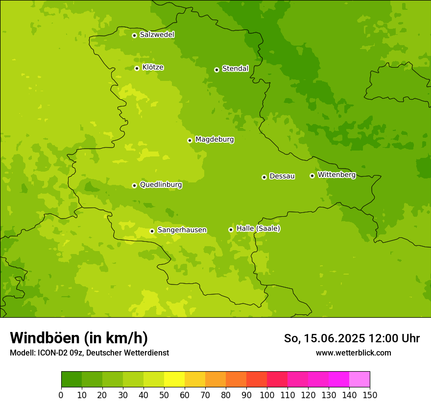 Modellkarten Windgeschwindigkeit