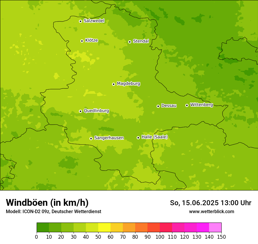 Modellkarten Windgeschwindigkeit