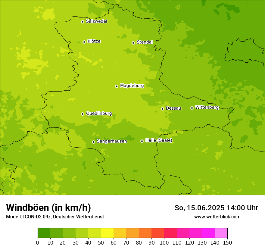 Modellkarten Windgeschwindigkeit