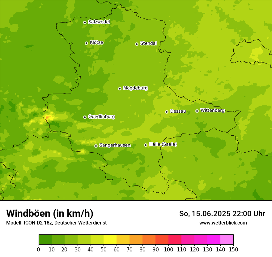 Modellkarten Windgeschwindigkeit
