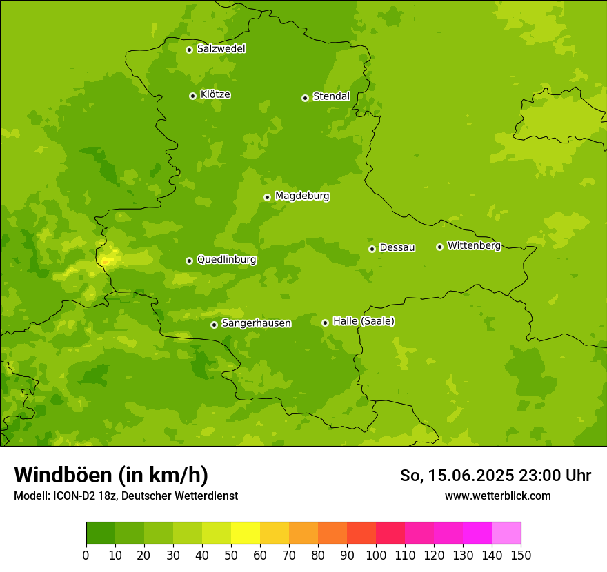 Modellkarten Windgeschwindigkeit
