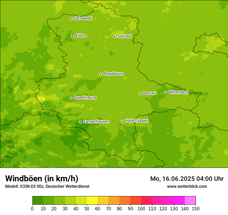 Modellkarten Windgeschwindigkeit