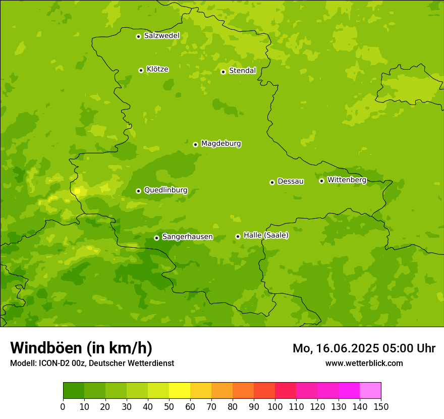 Modellkarten Windgeschwindigkeit