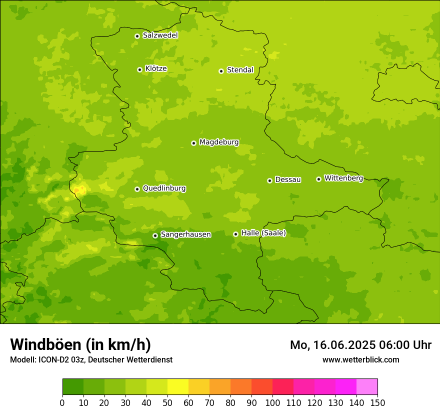 Modellkarten Windgeschwindigkeit