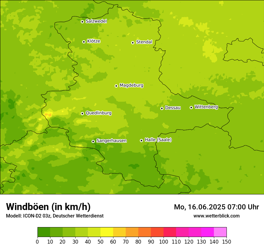 Modellkarten Windgeschwindigkeit