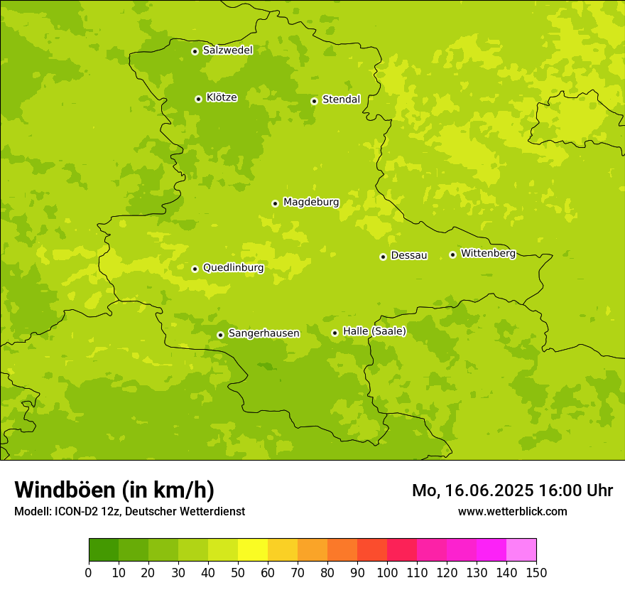 Modellkarten Windgeschwindigkeit