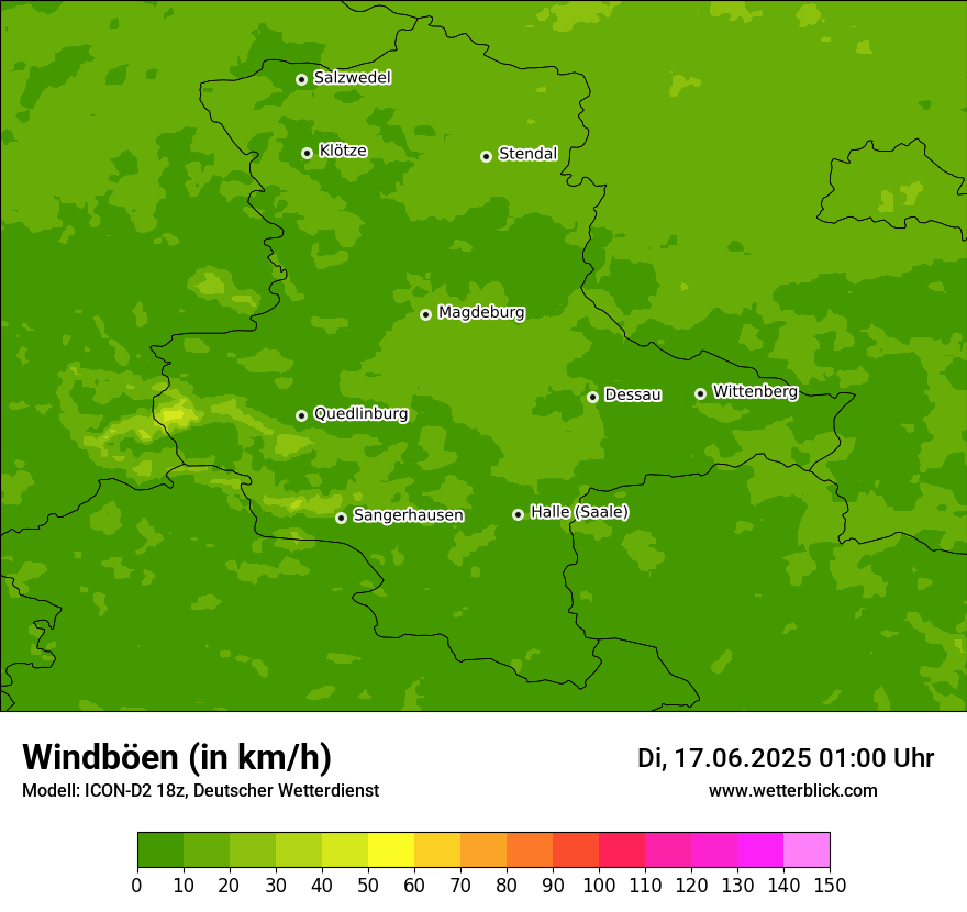 Modellkarten Windgeschwindigkeit