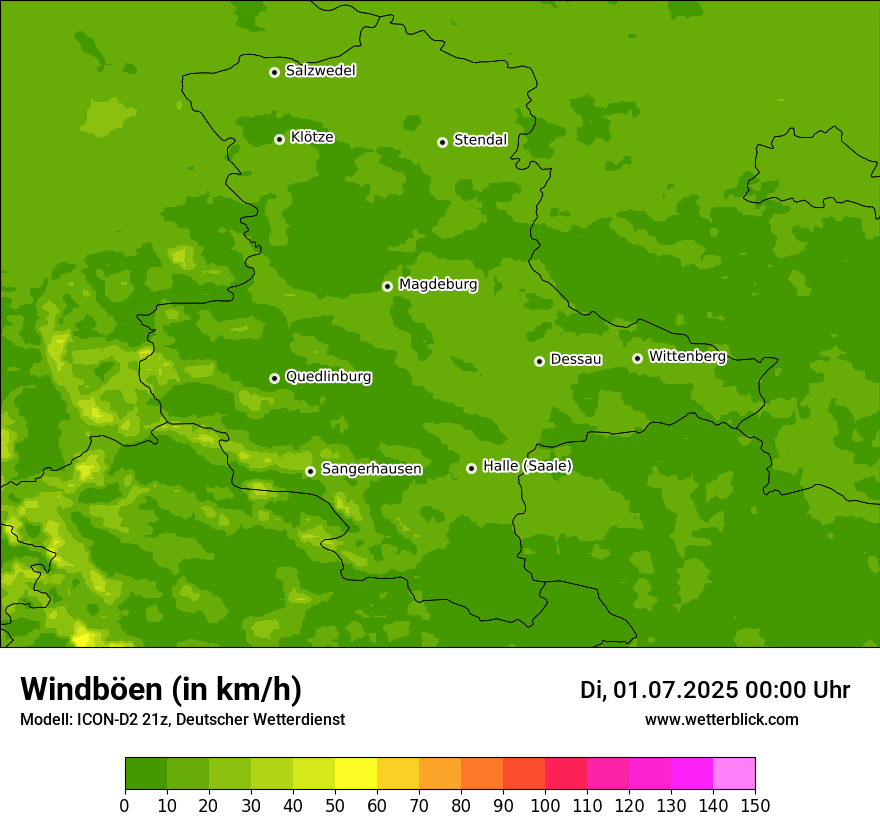 Modellkarten Windgeschwindigkeit