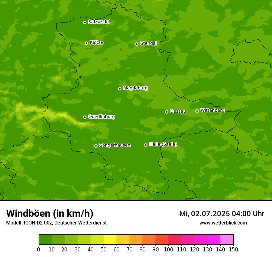 Modellkarten Windgeschwindigkeit