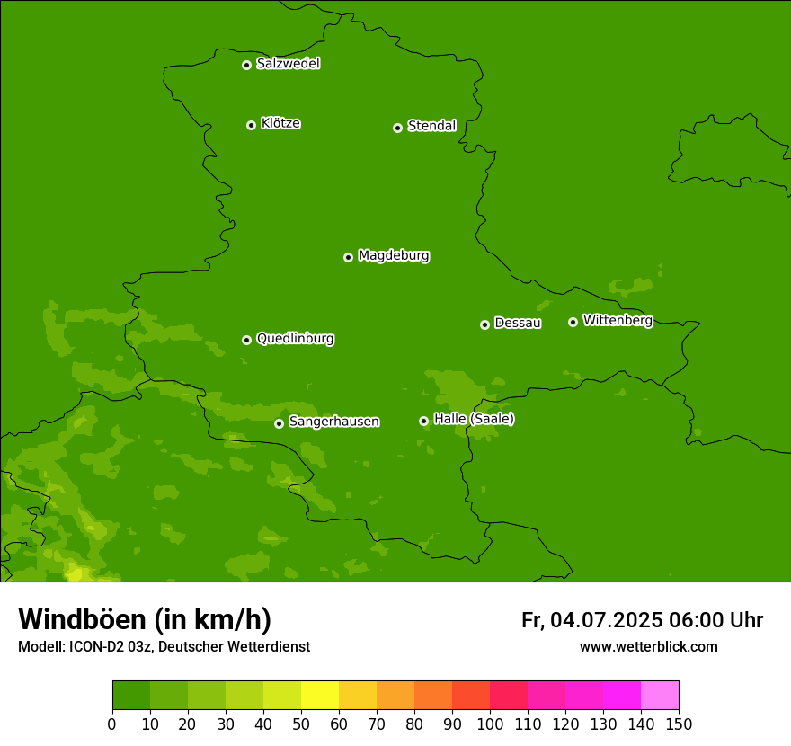 Modellkarten Windgeschwindigkeit