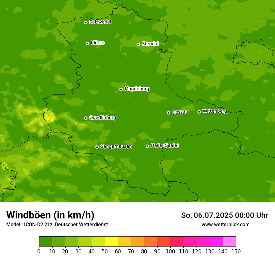 Modellkarten Windgeschwindigkeit