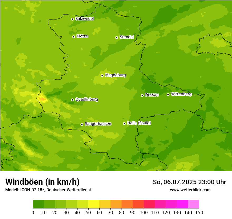 Modellkarten Windgeschwindigkeit