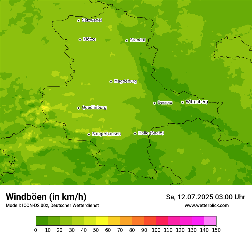 Modellkarten Windgeschwindigkeit