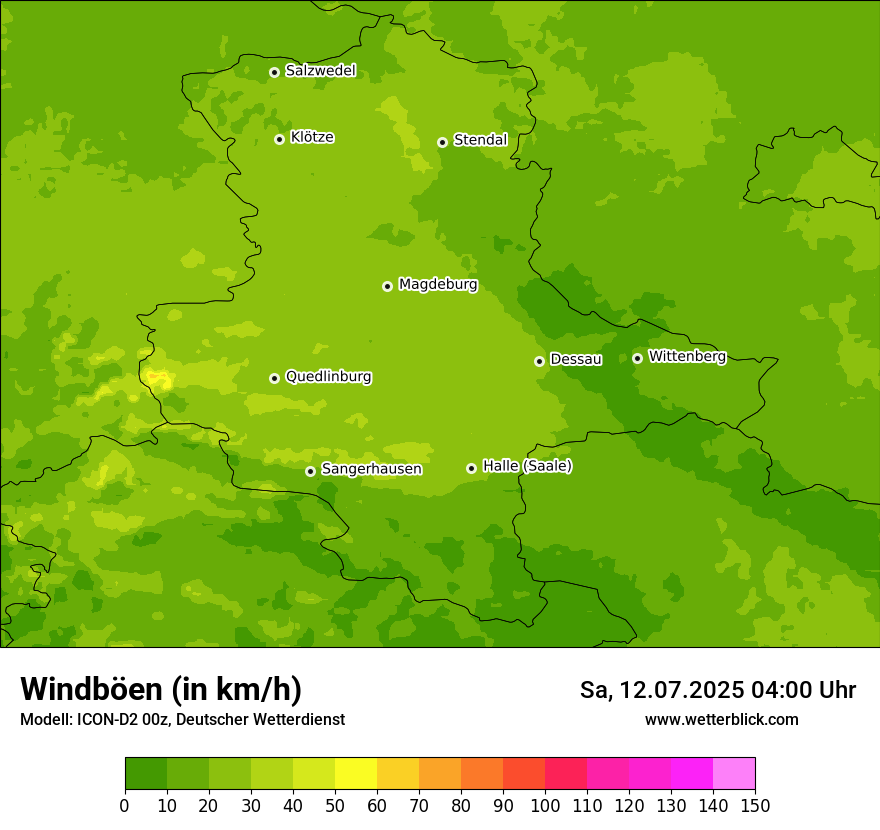 Modellkarten Windgeschwindigkeit