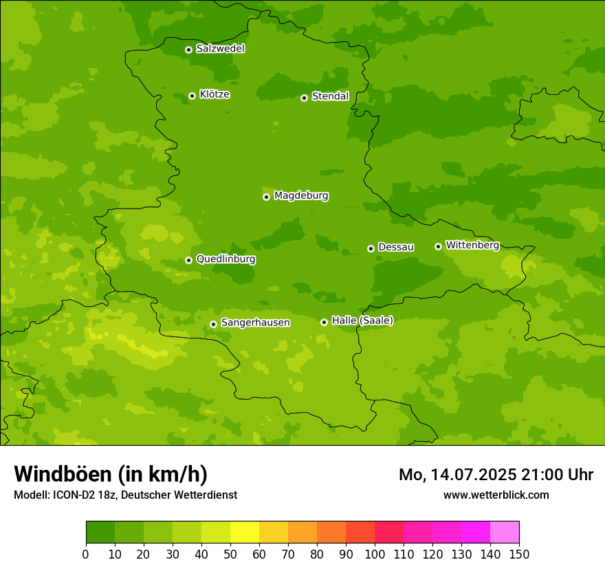 Modellkarten Windgeschwindigkeit