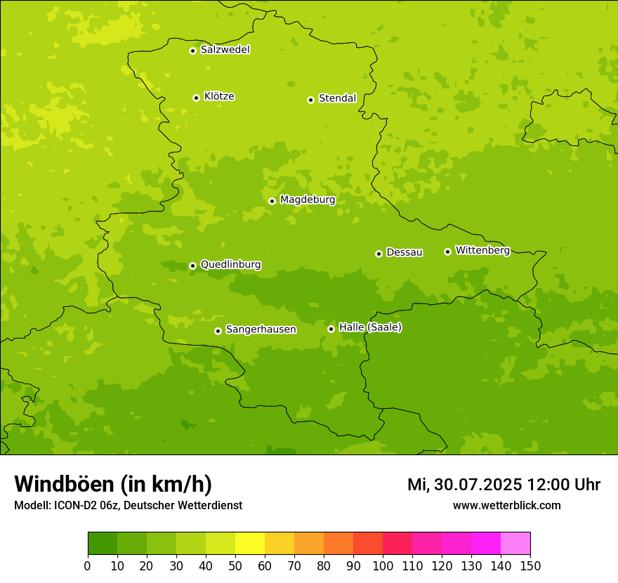 Modellkarten Windgeschwindigkeit