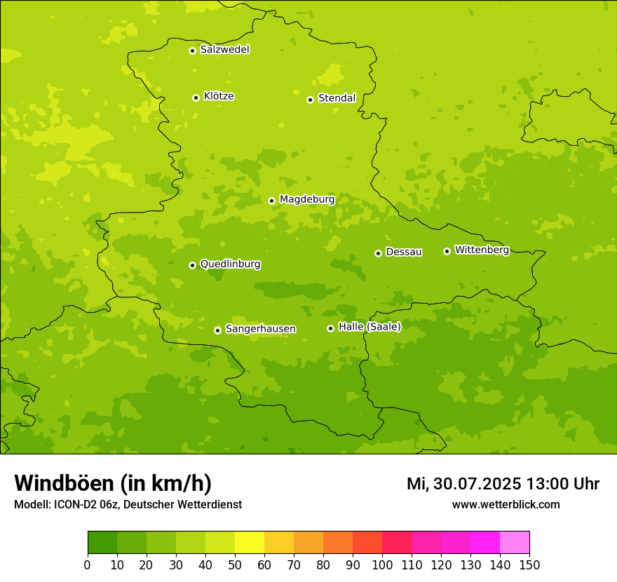 Modellkarten Windgeschwindigkeit