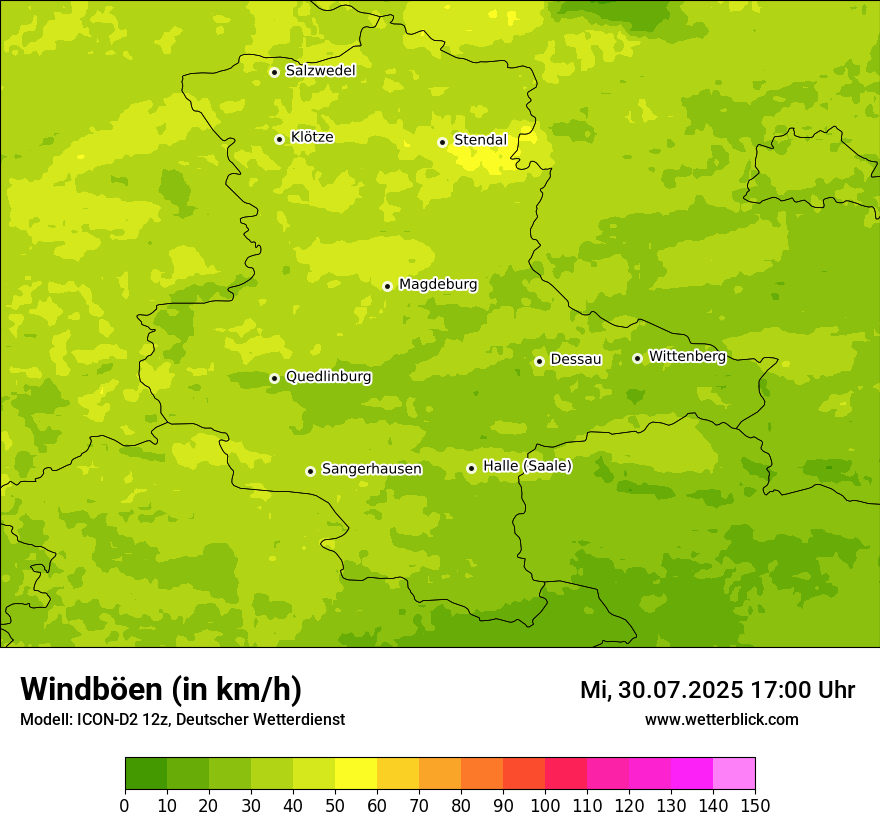 Modellkarten Windgeschwindigkeit