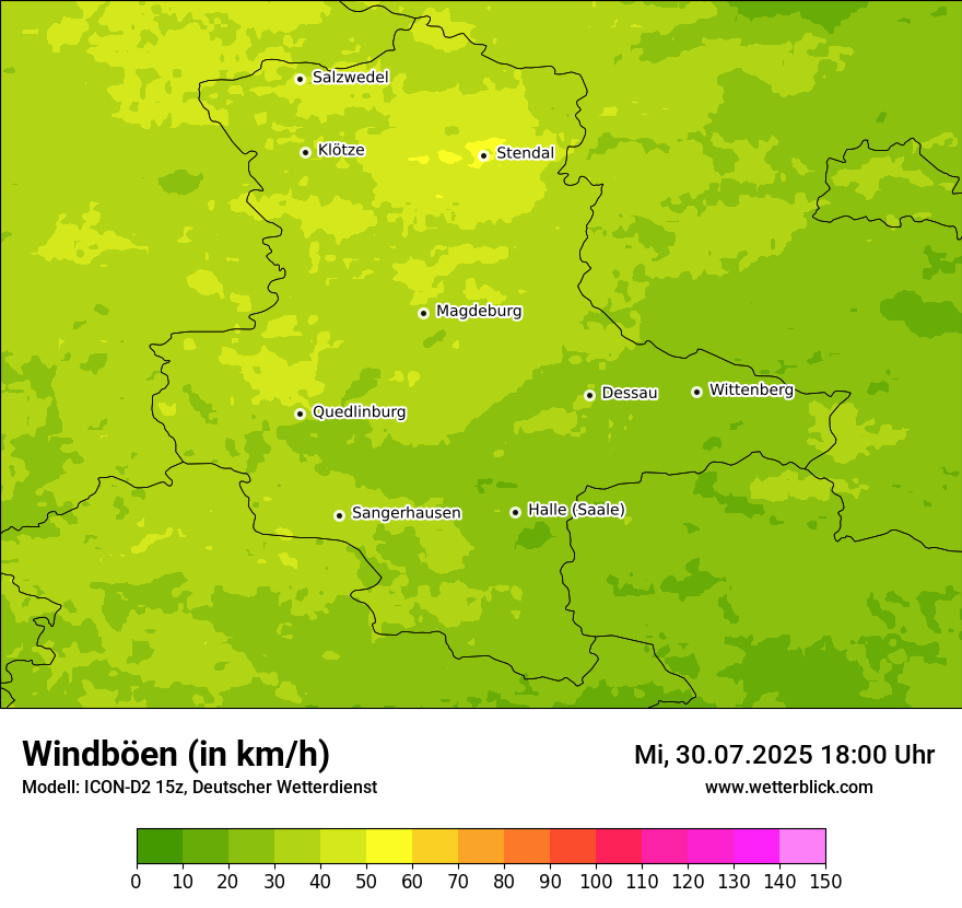 Modellkarten Windgeschwindigkeit