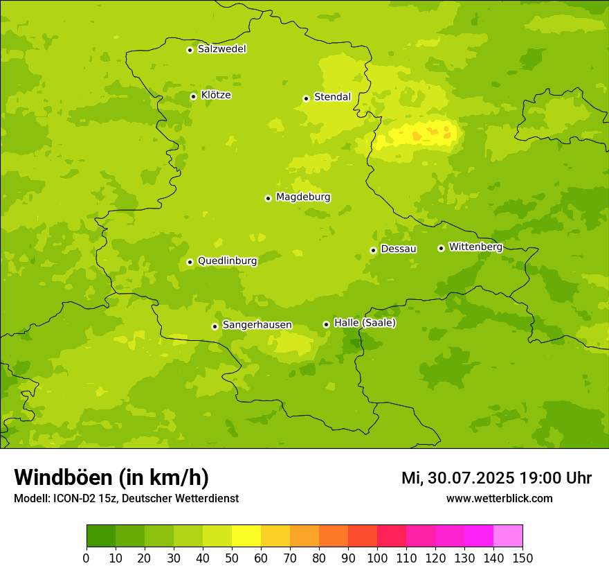 Modellkarten Windgeschwindigkeit