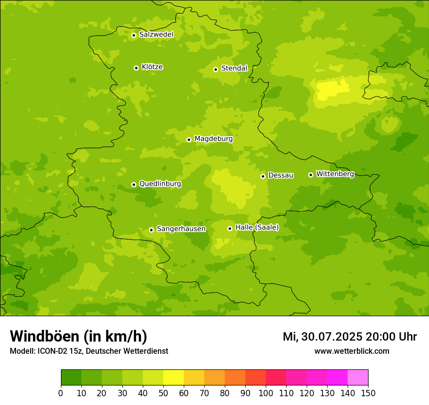 Modellkarten Windgeschwindigkeit