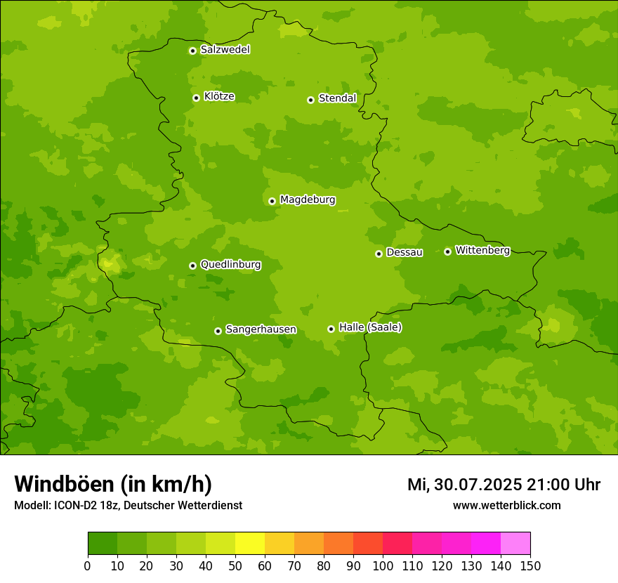Modellkarten Windgeschwindigkeit