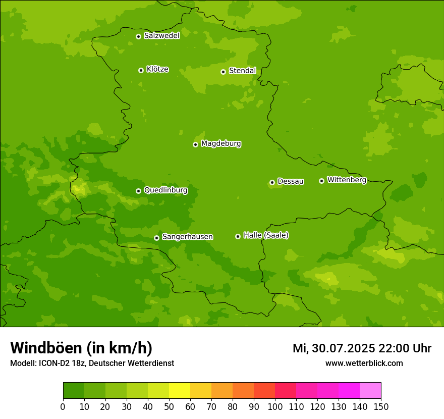 Modellkarten Windgeschwindigkeit