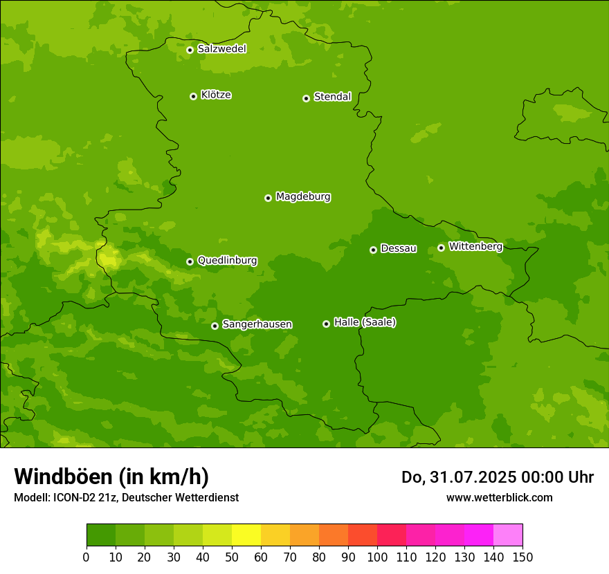 Modellkarten Windgeschwindigkeit