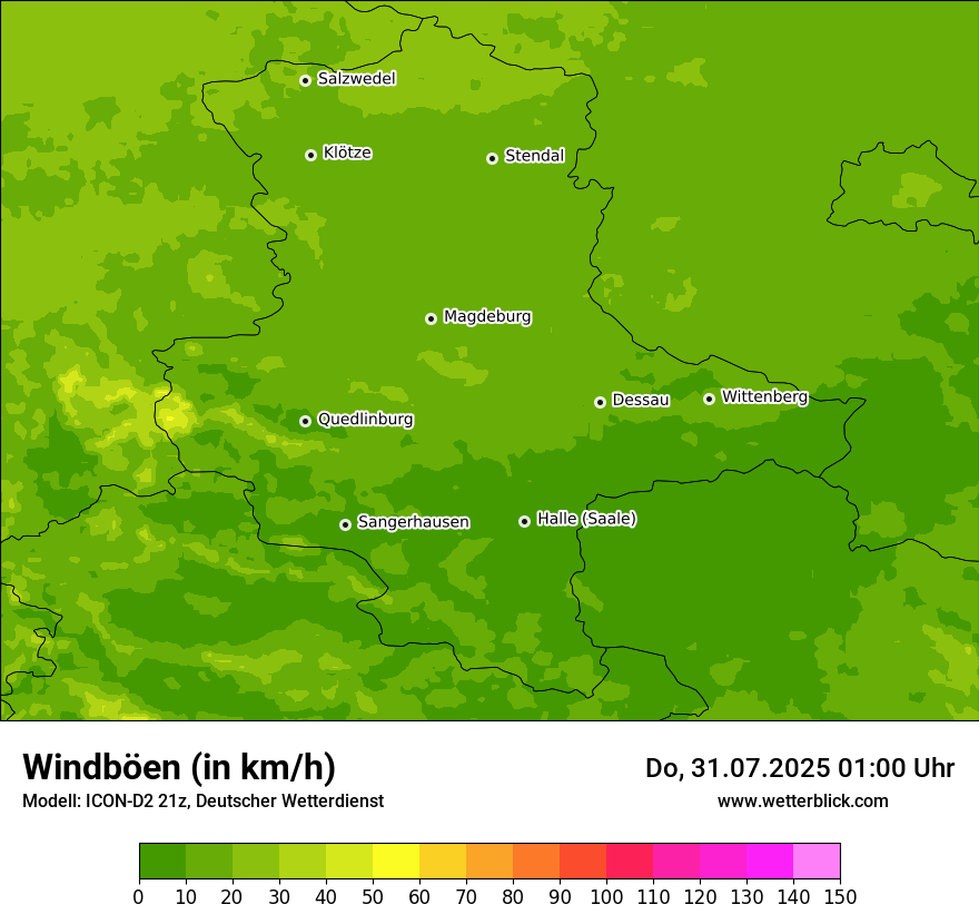 Modellkarten Windgeschwindigkeit
