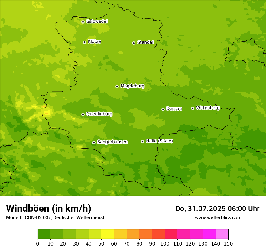 Modellkarten Windgeschwindigkeit