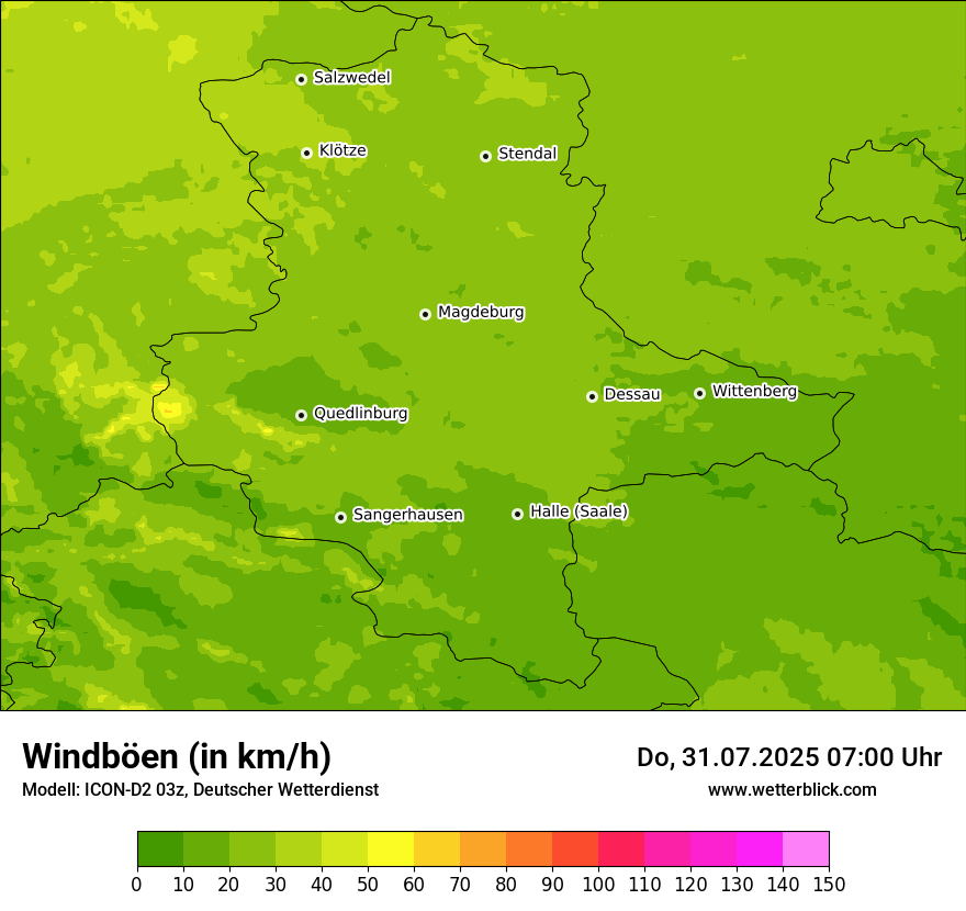 Modellkarten Windgeschwindigkeit