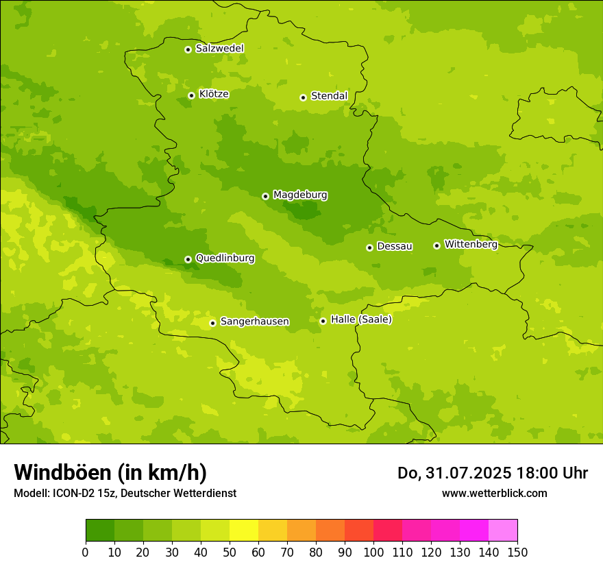 Modellkarten Windgeschwindigkeit