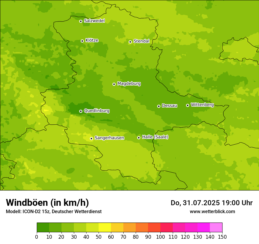 Modellkarten Windgeschwindigkeit