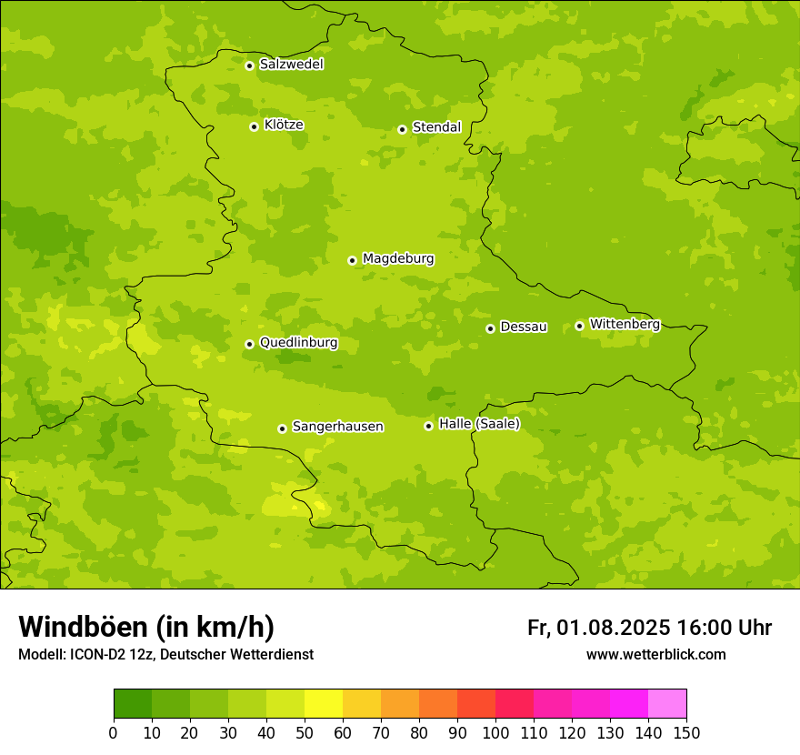 Modellkarten Windgeschwindigkeit