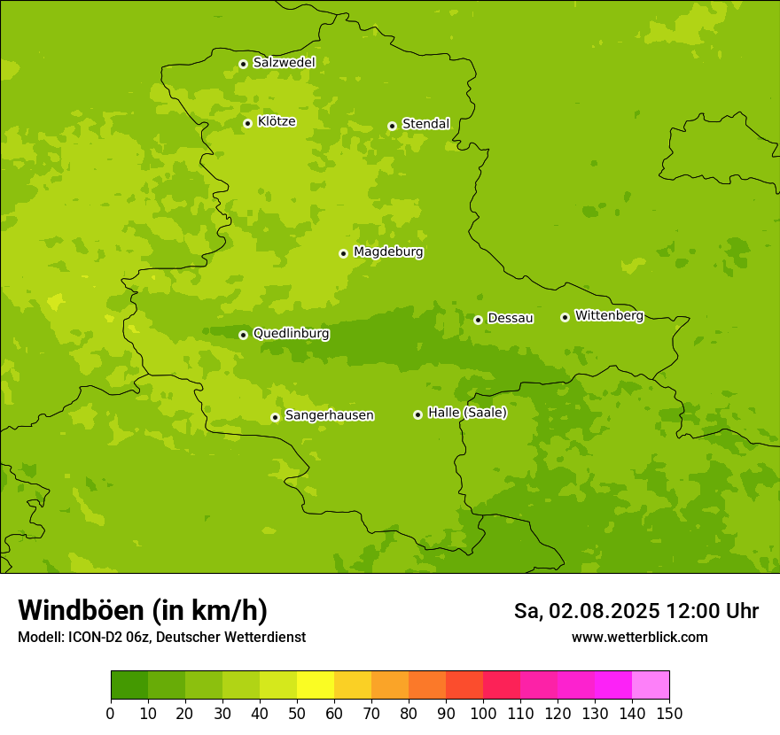 Modellkarten Windgeschwindigkeit