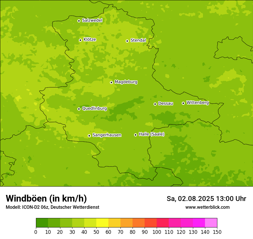 Modellkarten Windgeschwindigkeit