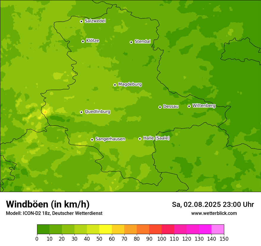 Modellkarten Windgeschwindigkeit