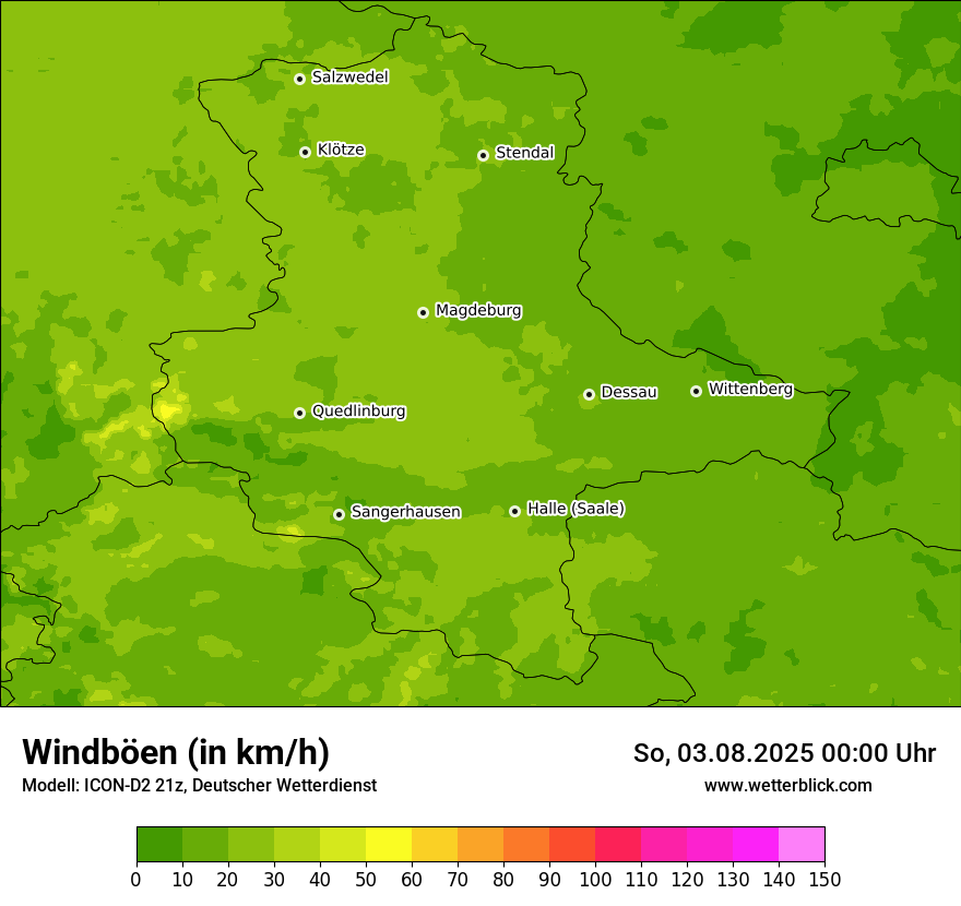 Modellkarten Windgeschwindigkeit